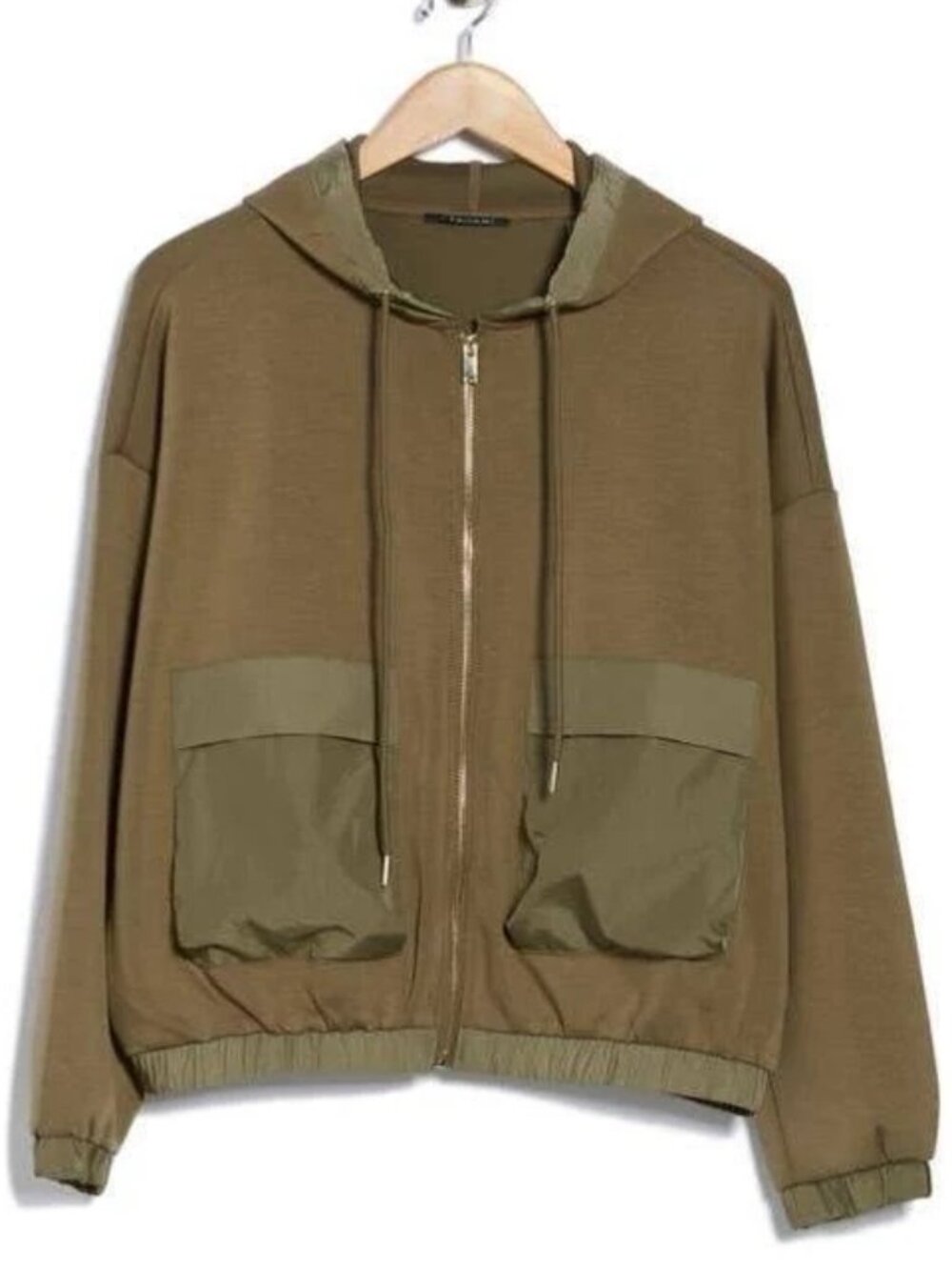 T Tahari Women's Mixed Media Zip Up Hoodie Size M